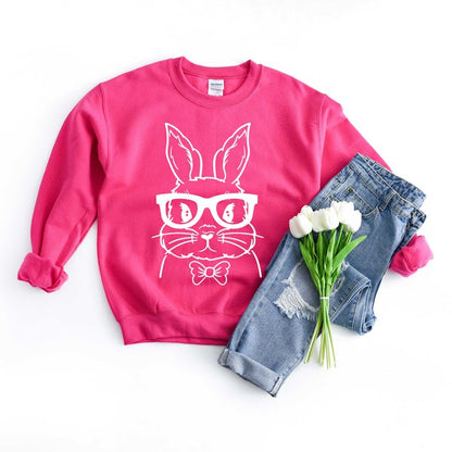 Bunny Face with Bowtie Graphic Sweatshirt