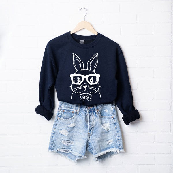 Bunny Face with Bowtie Graphic Sweatshirt