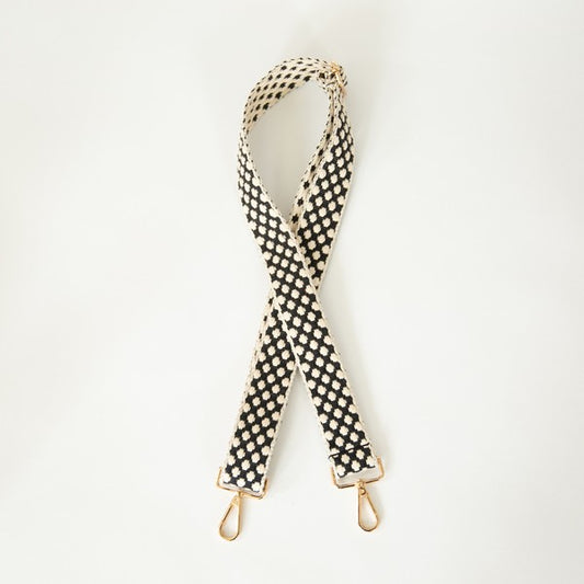 Black & Cream Woven Dot Strap