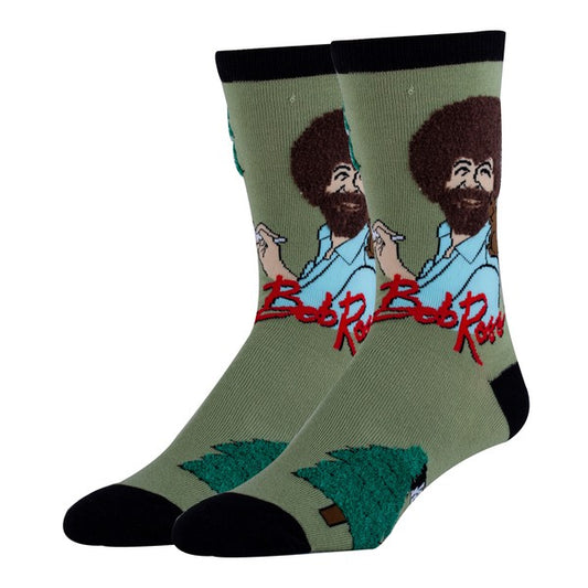 Painting Bob Ross   Men's Cotton Crew Funny Socks