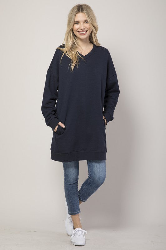 Plus Oversized V Neck Sweatshirt Pullover Tunic