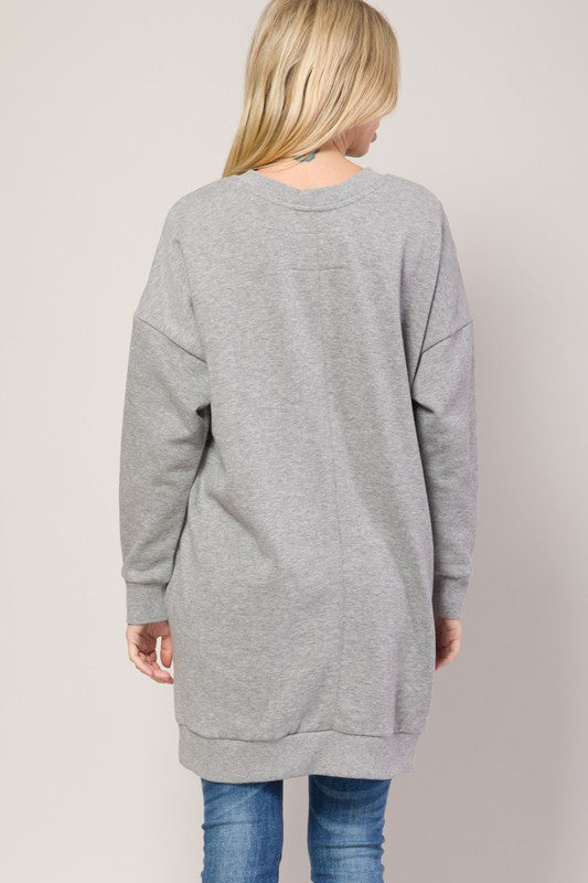 Plus Oversized V Neck Sweatshirt Pullover Tunic