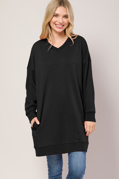 Plus Oversized V Neck Sweatshirt Pullover Tunic