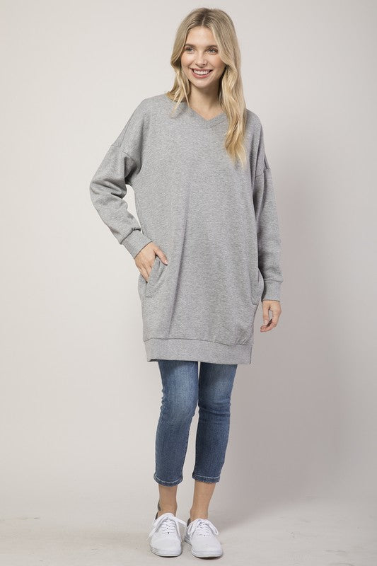 Plus Oversized V Neck Sweatshirt Pullover Tunic