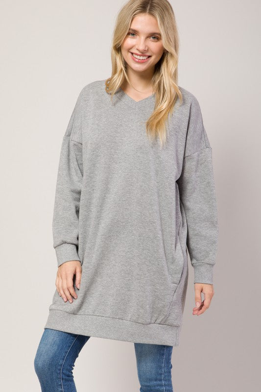 Plus Oversized V Neck Sweatshirt Pullover Tunic