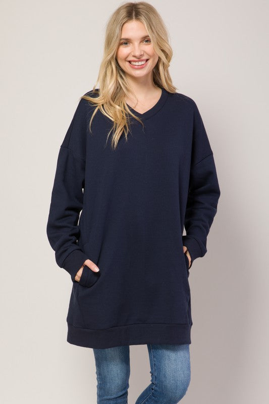 Plus Oversized V Neck Sweatshirt Pullover Tunic