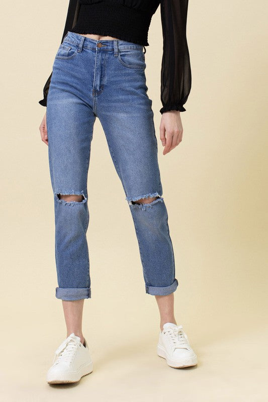 High Waisted Boyfriend Jeans