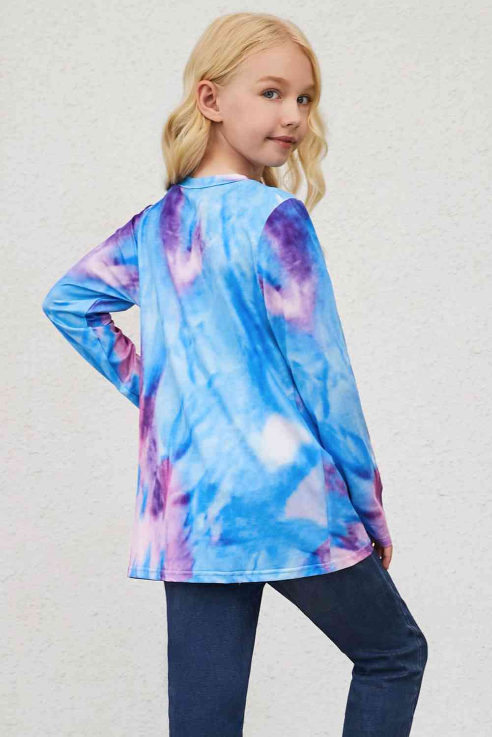 Girls Tie-Dye Twist Front Long Sleeve Top