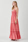 SHIRRED RUFFLE FOLDED DETAIL MAXI DRESS