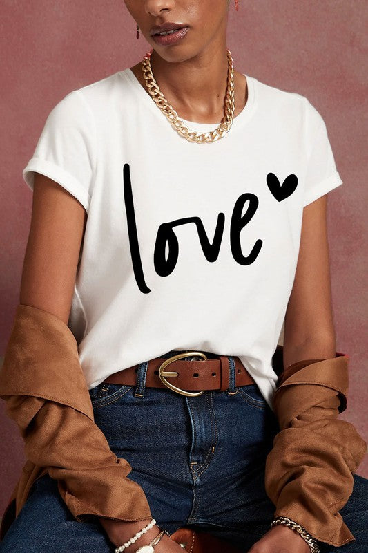 LOVE HEART GRAPHIC VALENTINE SHORT SLEEVE TEE TOP