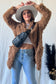 OPENFRONT LONG SLEEVE COLLARED FUR COAT FUR JACKET